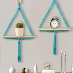 Triangle Wood Floating Hanging Shelves for Wall Decor Set of 2
