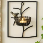 Decorative Wall Bird with Nest Leaf Tealight Holder