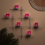 White Scorching Ladder with Six Votive, Wall Hanging Candle Tealight Holder, Set of 2