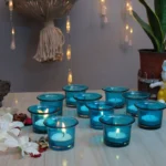 Collar Glass Tea Light Candle Holder, Set of 10